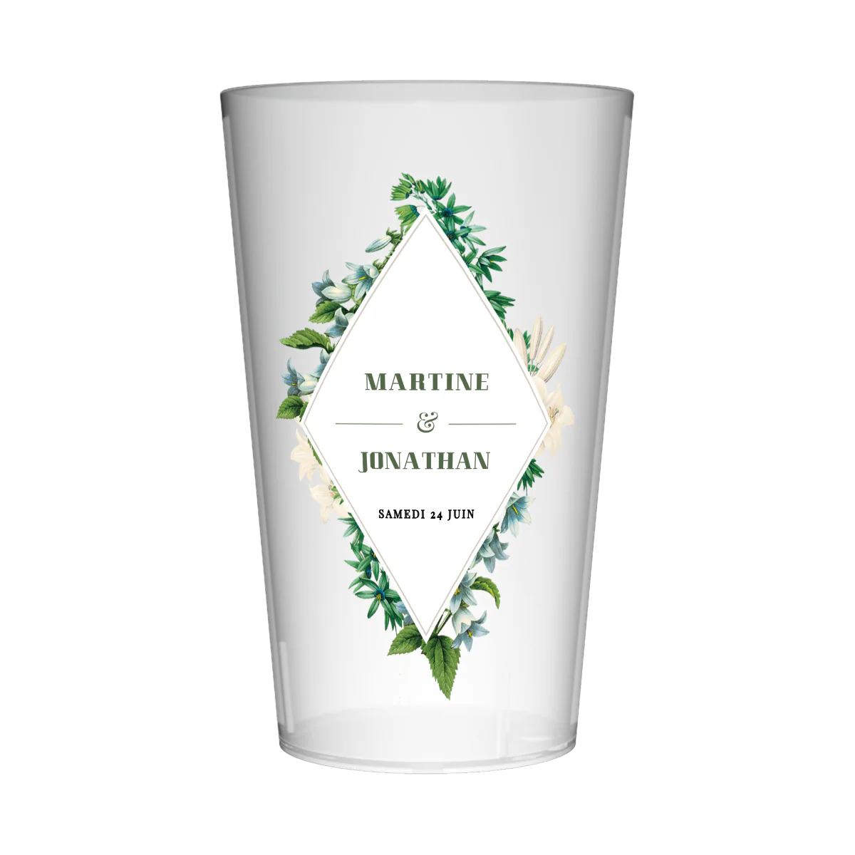 Gobelet personnalisé Mariage Triangle Fleuri