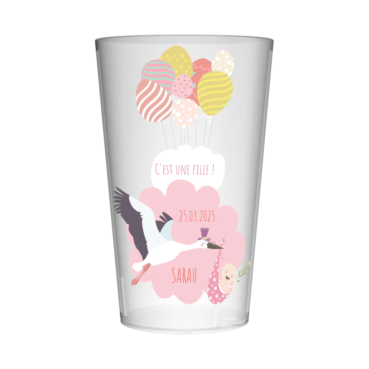 Gobelet personnalisé Naissance Ballons Fille