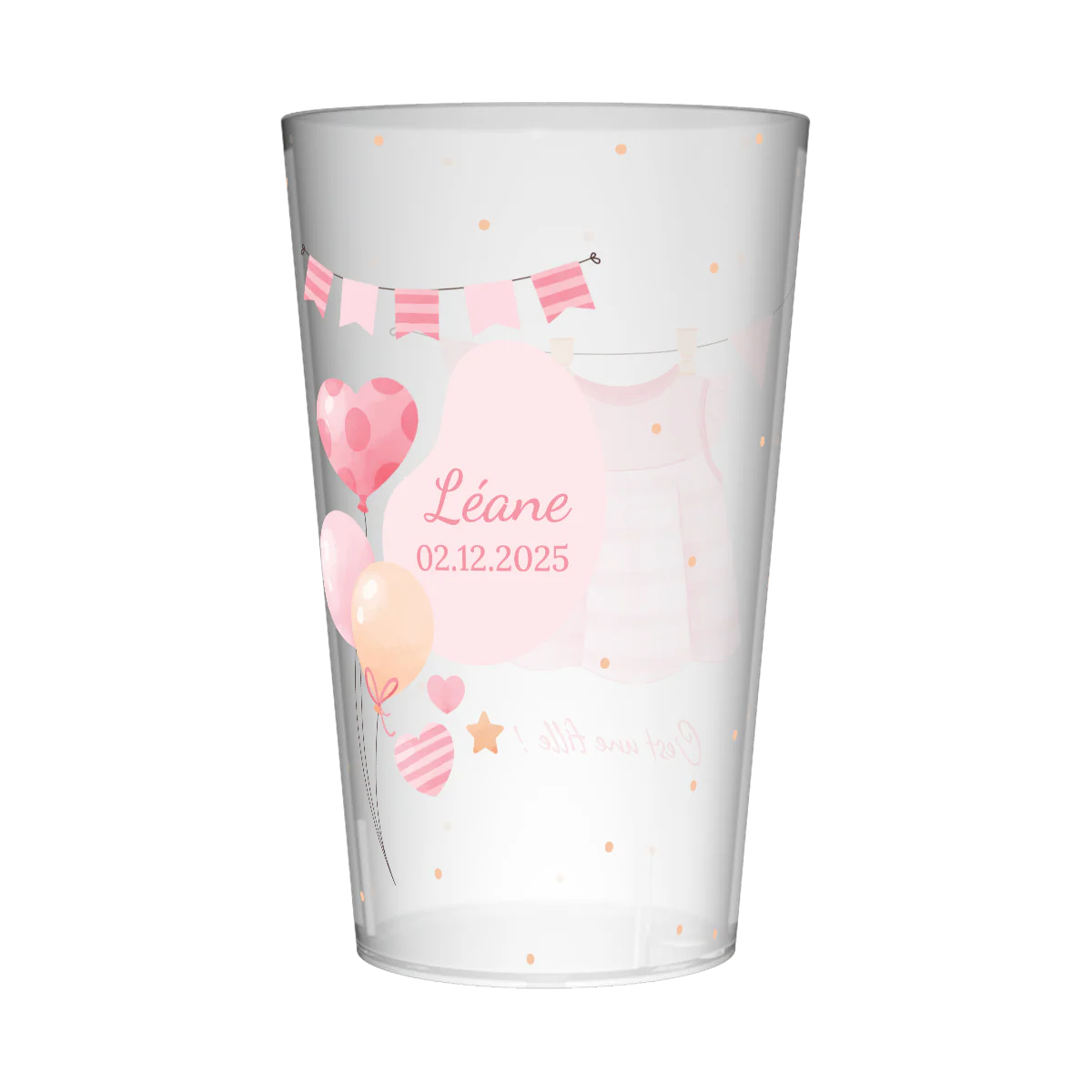 Gobelet personnalisé Naissance Ballons Roses - Image 2