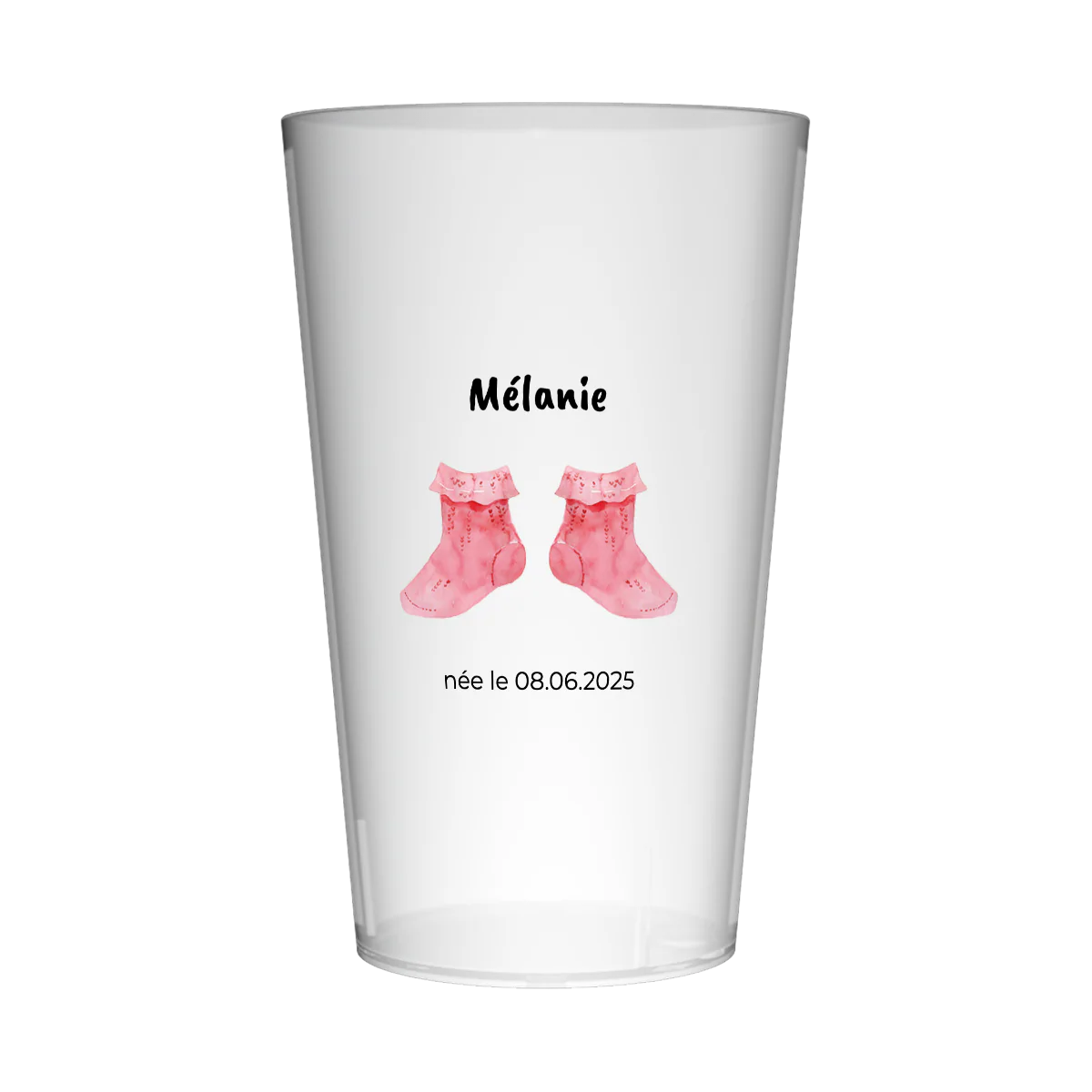 Gobelet personnalisé Naissance Chaussettes Roses