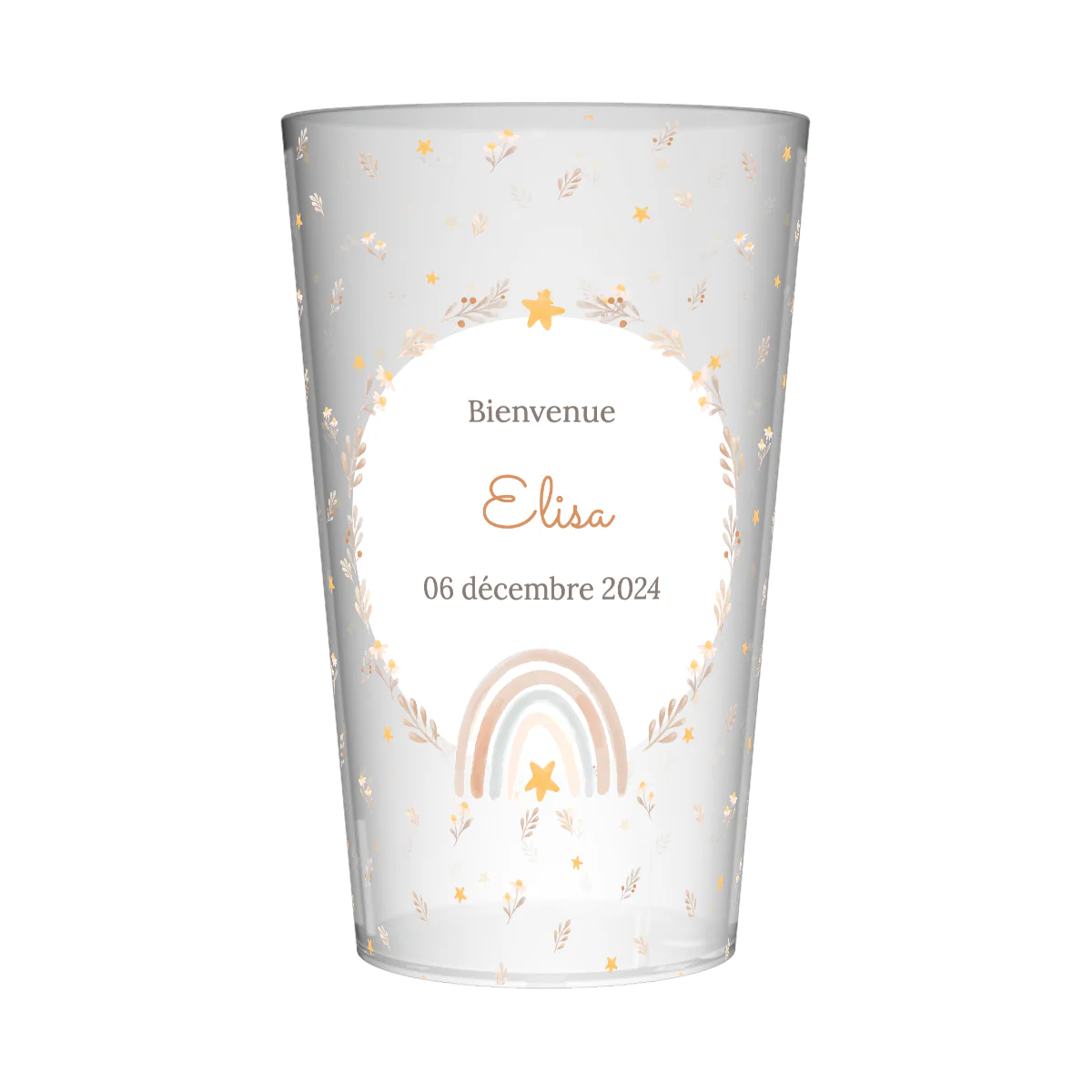 Gobelet personnalisé Naissance Fleurs & Étoiles