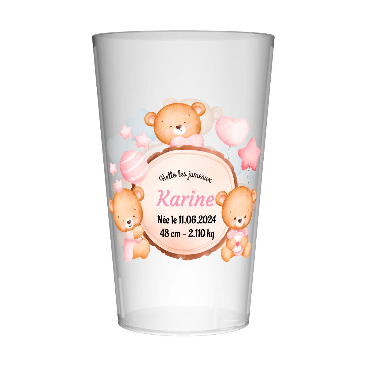 Gobelet personnalisé Naissance Ours & Jumeaux