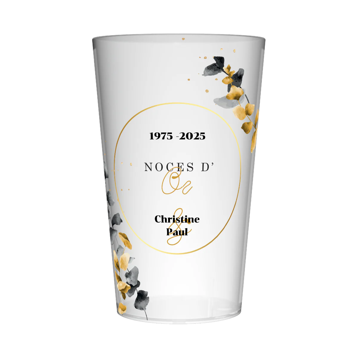 Gobelet personnalisé Noces d'Or & Eucalyptus