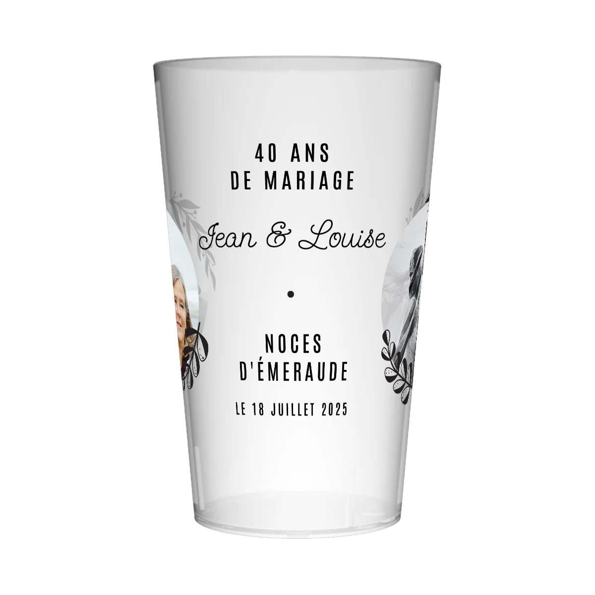 Gobelet personnalisé Noces Deux Photos