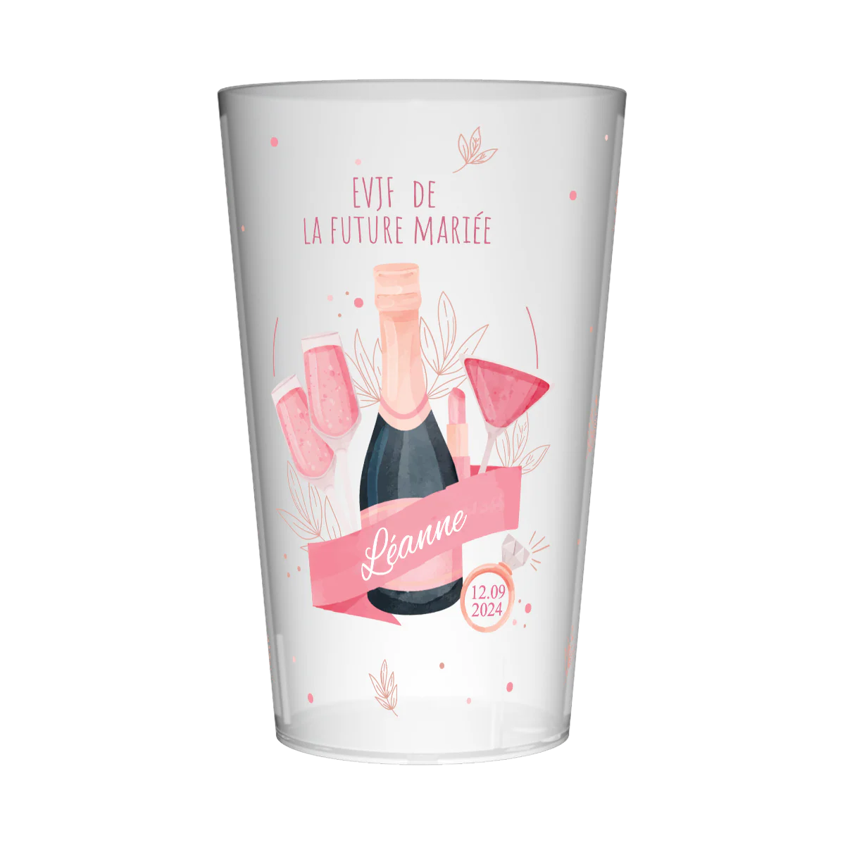 Gobelet personnalisé pour EVJF Champagne Rose