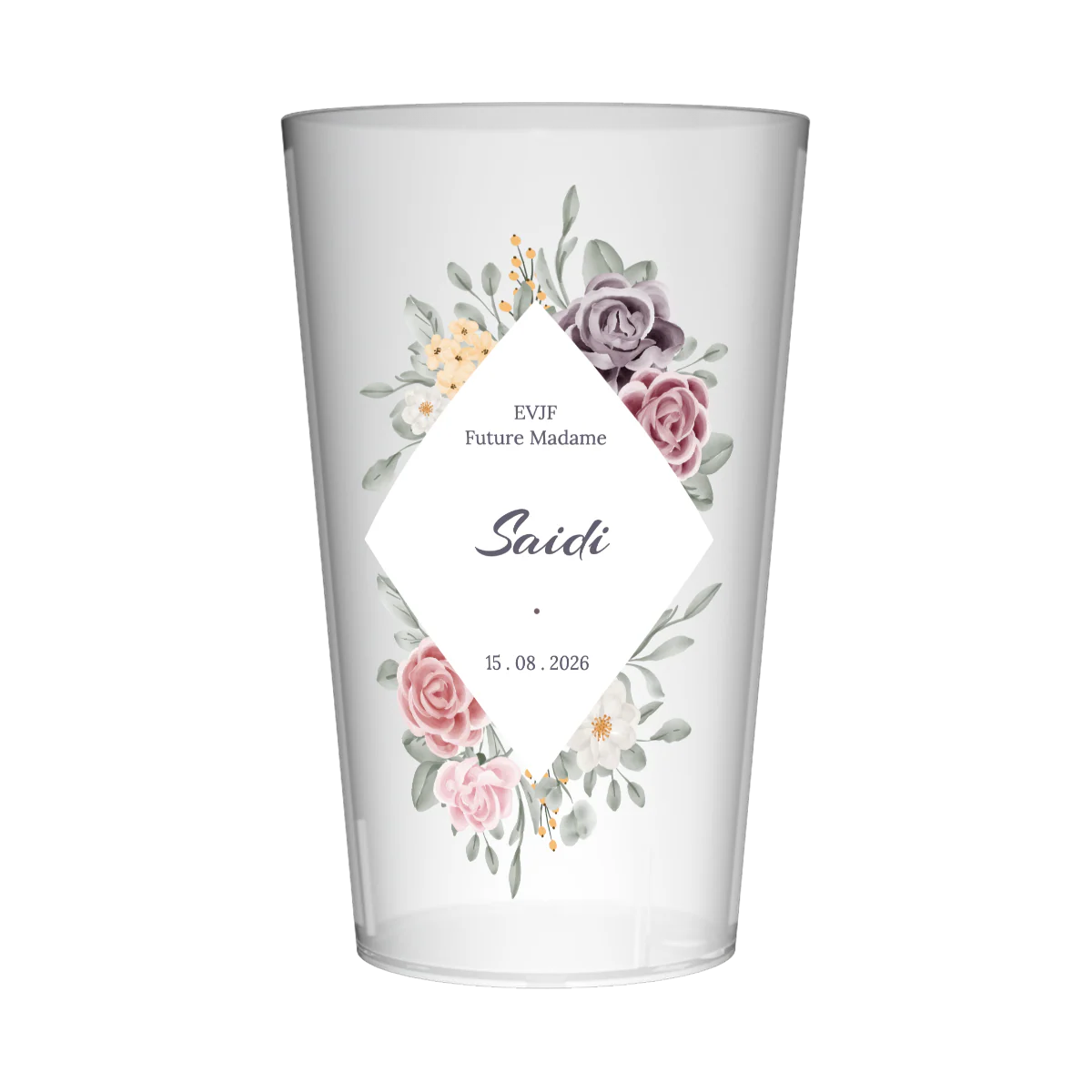 Gobelet personnalisé pour EVJF Losange & Fleurs