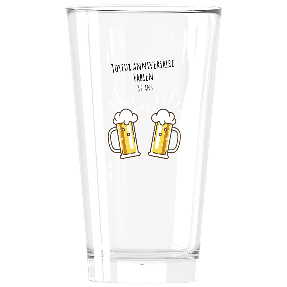 Verre à bière personnalisé Pinte en verre - Anniversaire Bières