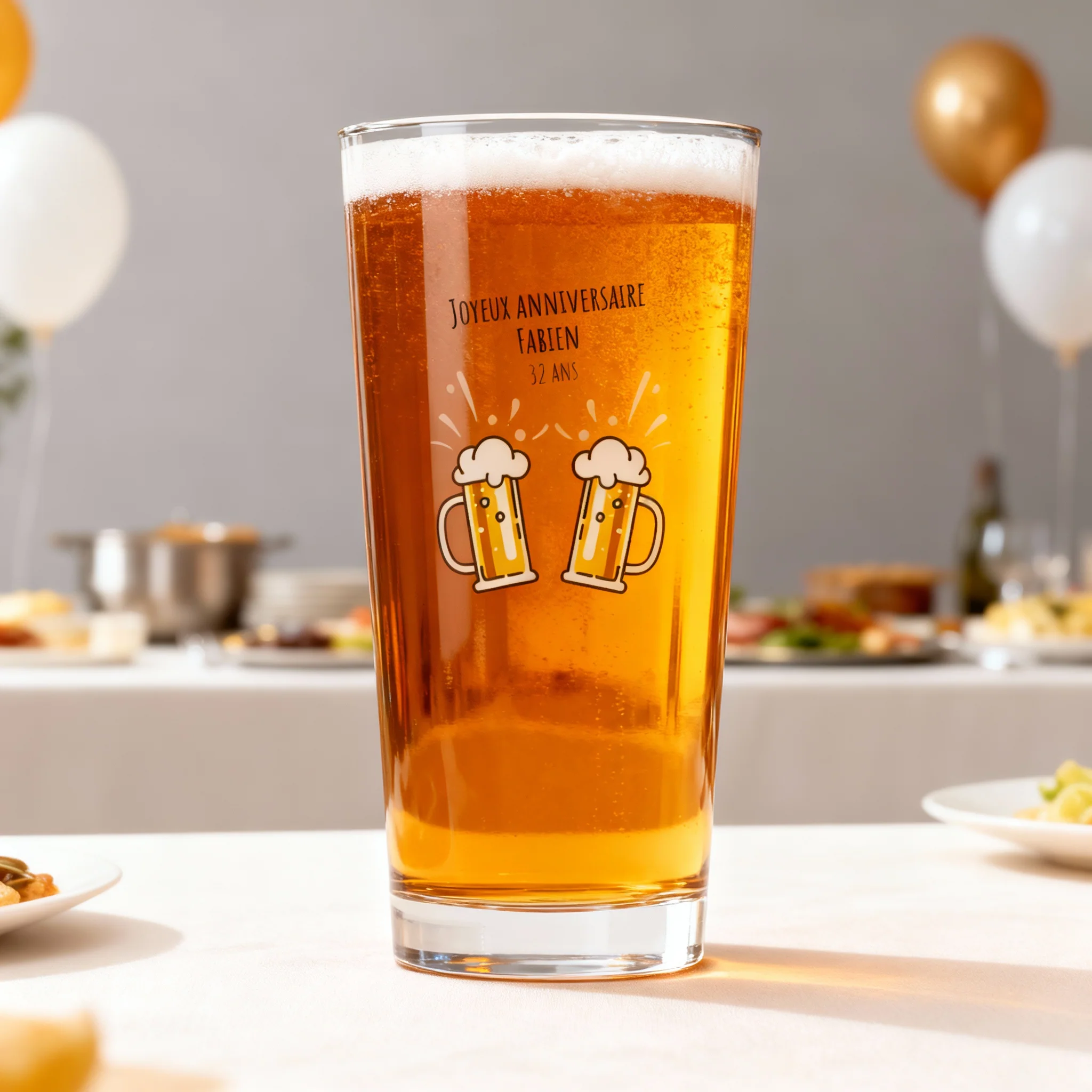 Verre à bière personnalisé Pinte en verre - Anniversaire Bières - Image 2