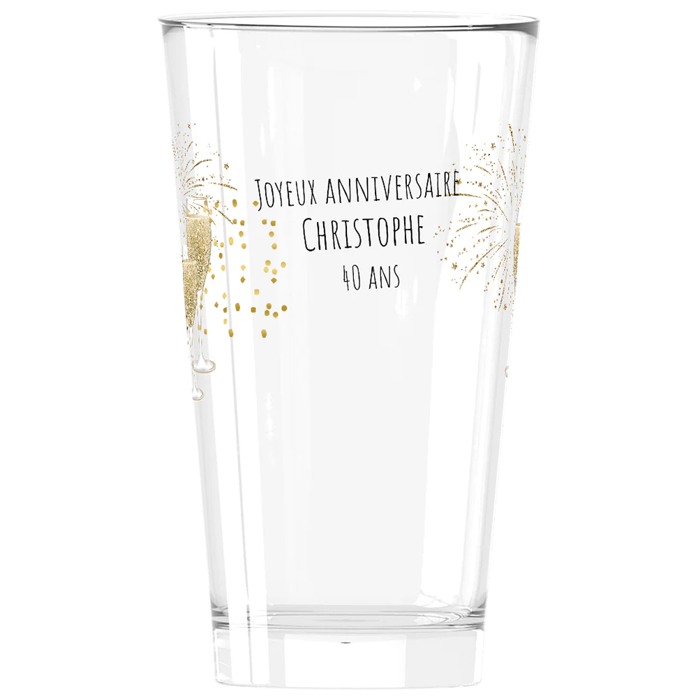 Verre à bière personnalisé Pinte en verre - Anniversaire Cheers