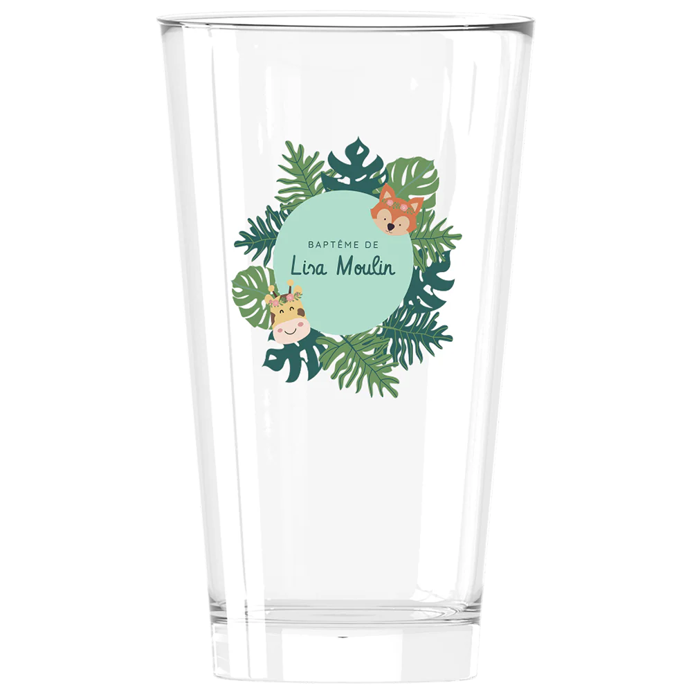 Verre à bière personnalisé Pinte en verre - Baptême Tropical