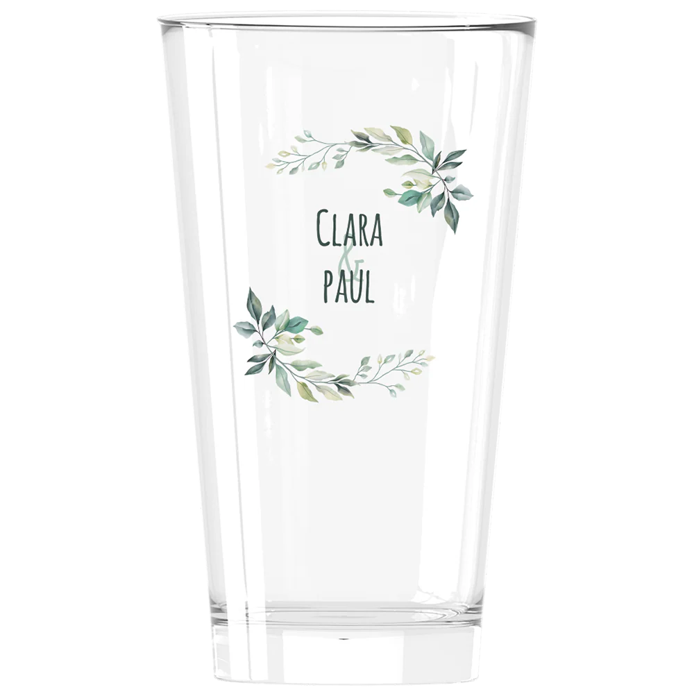 Verre à bière personnalisé Pinte en verre - Mariage Paix