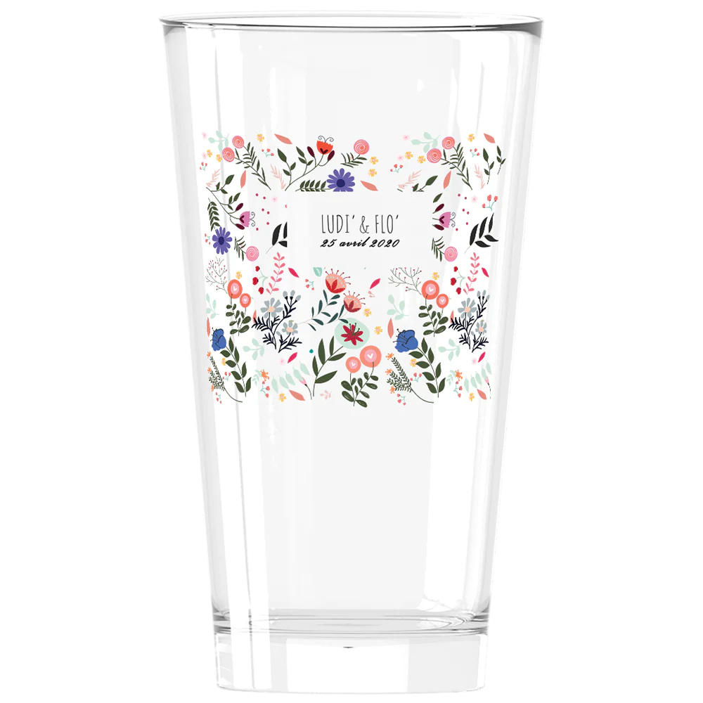 Verre à bière personnalisé Pinte en verre - Mariage Printemps