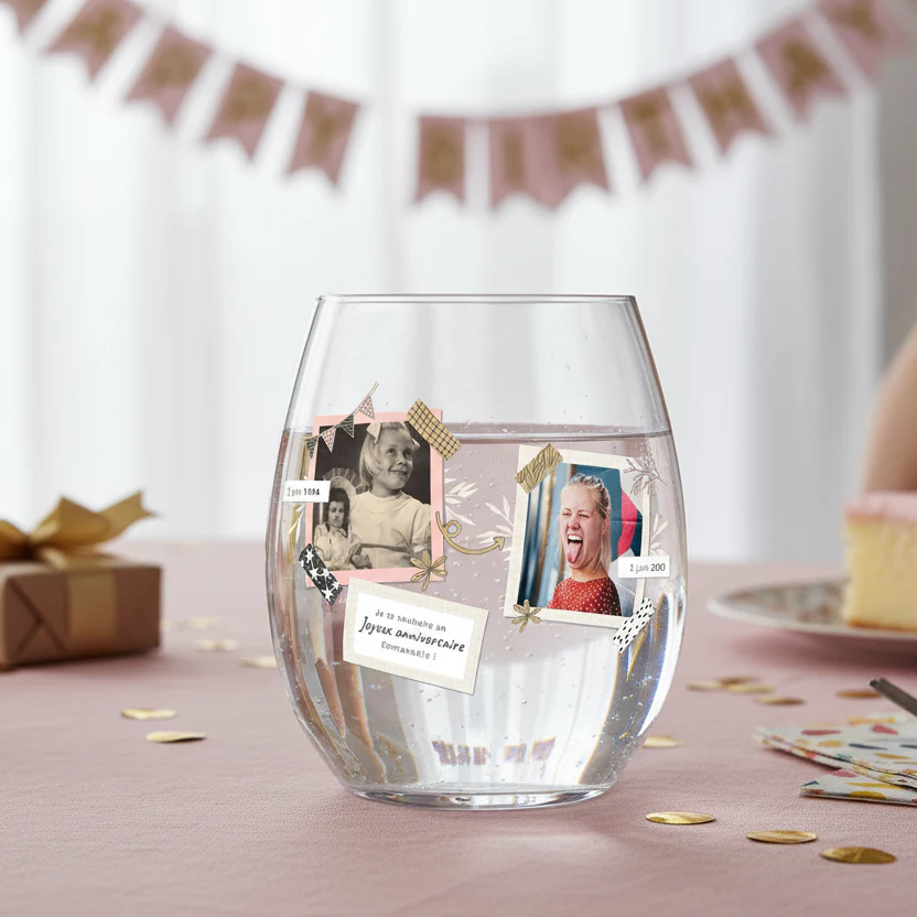 Verre à eau personnalisé incassable - Anniversaire Deux Photos - Image 2