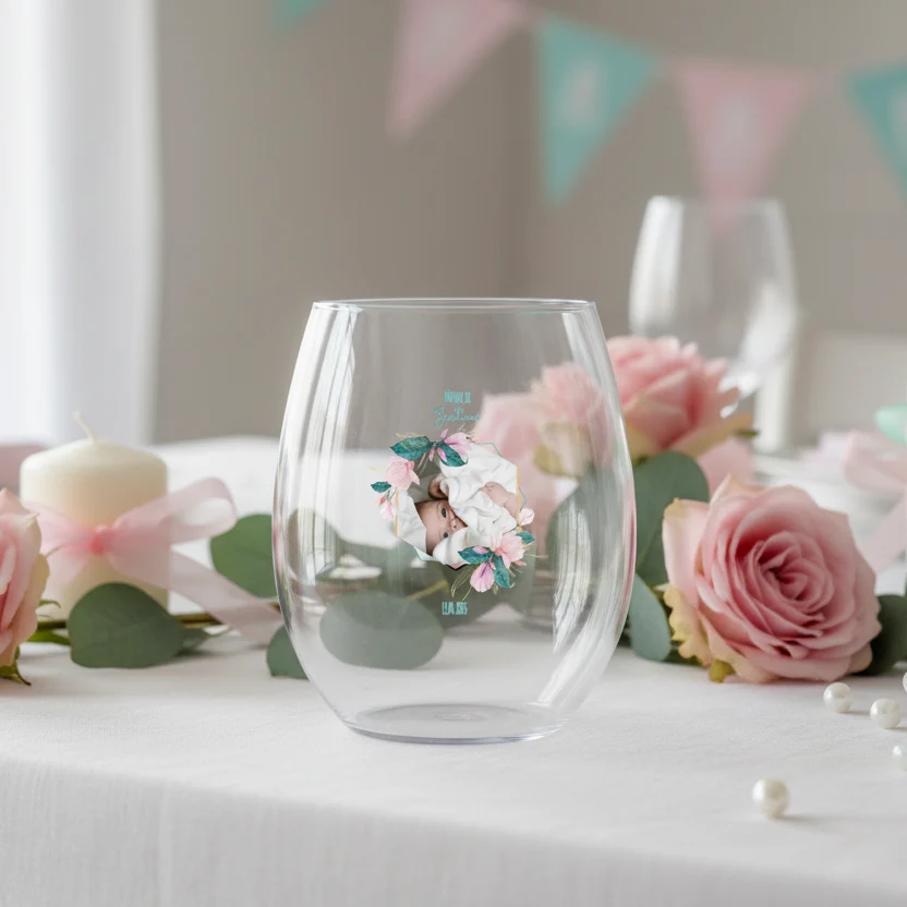 Verre Ă eau personnalisĂ© incassable - BaptĂȘme Rose & Bleu - Image 2