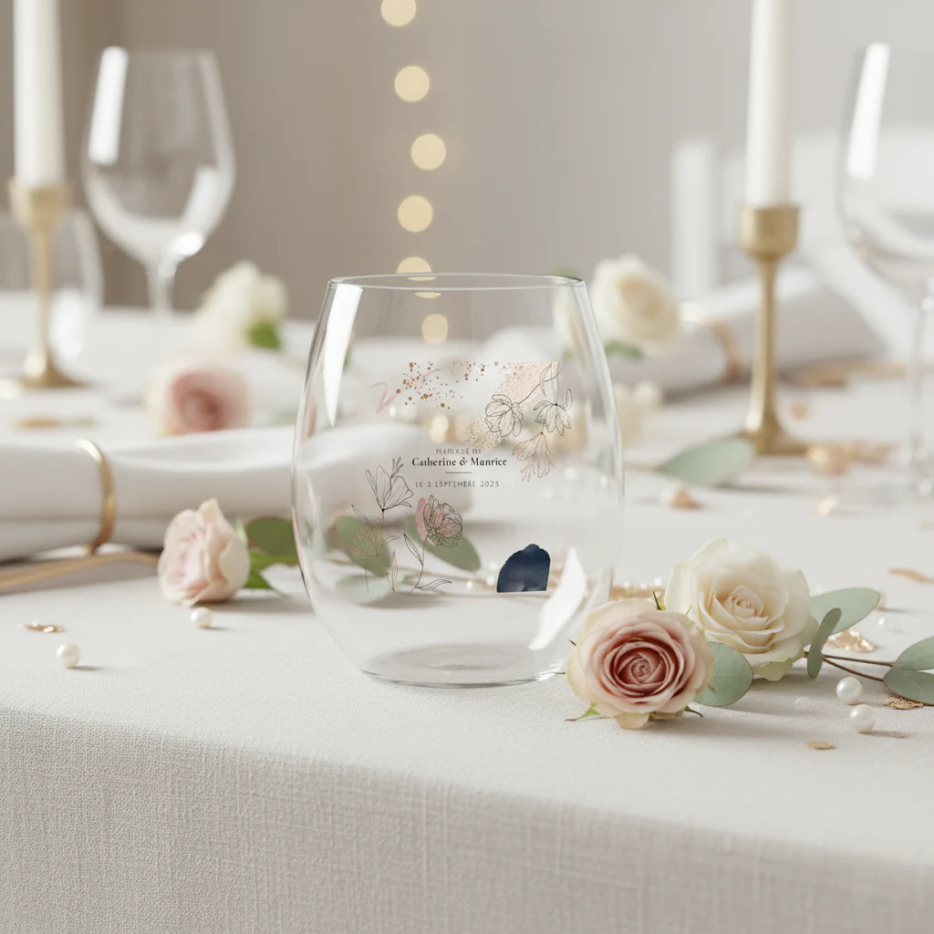 Verre Ă eau personnalisĂ© incassable - Mariage Moderne ChampĂȘtre - Image 2