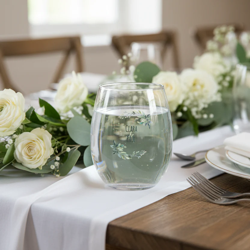 Verre à eau personnalisé incassable - Mariage Paix - Image 2