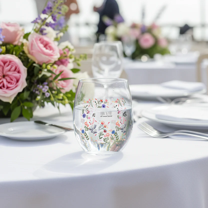 Verre à eau personnalisé incassable - Mariage Printemps - Image 2