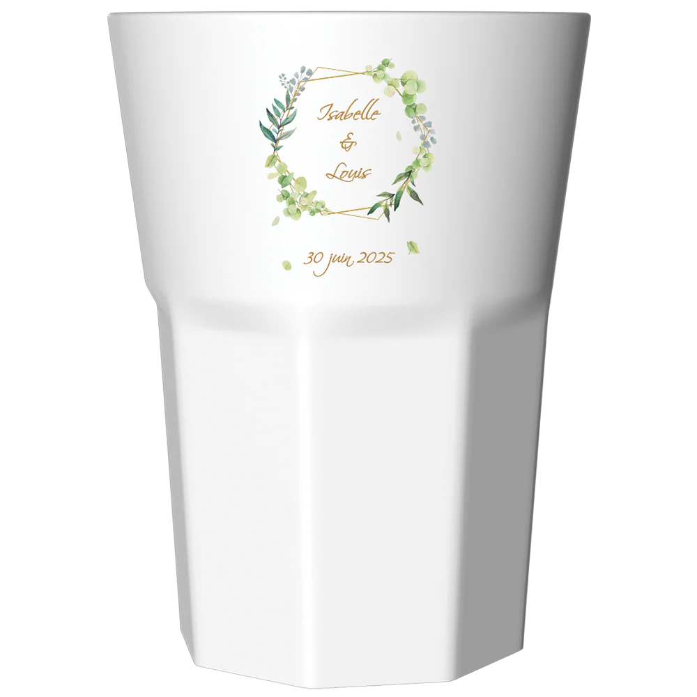 Verre à Mojito personnalisé blanc - Mariage Encadrement Vert