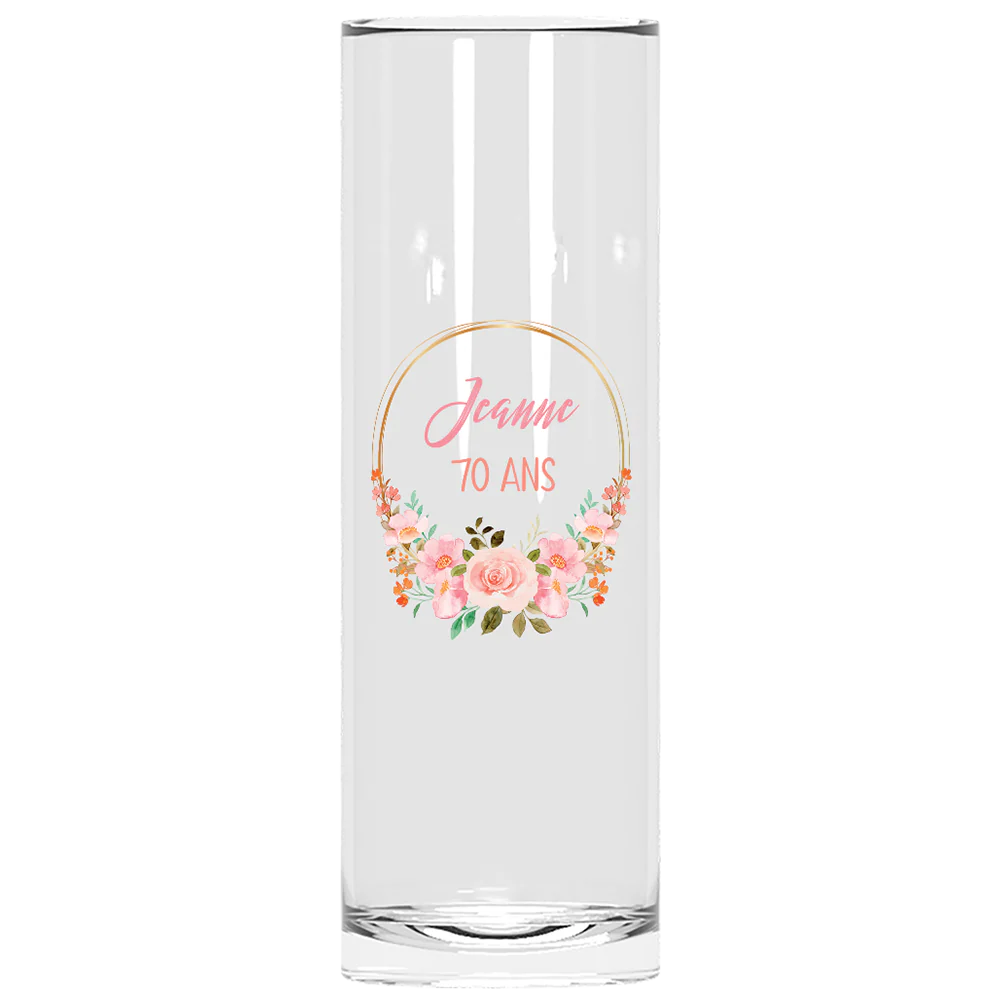 Verre à tube personnalisé - Anniversaire Couronne Fleurs