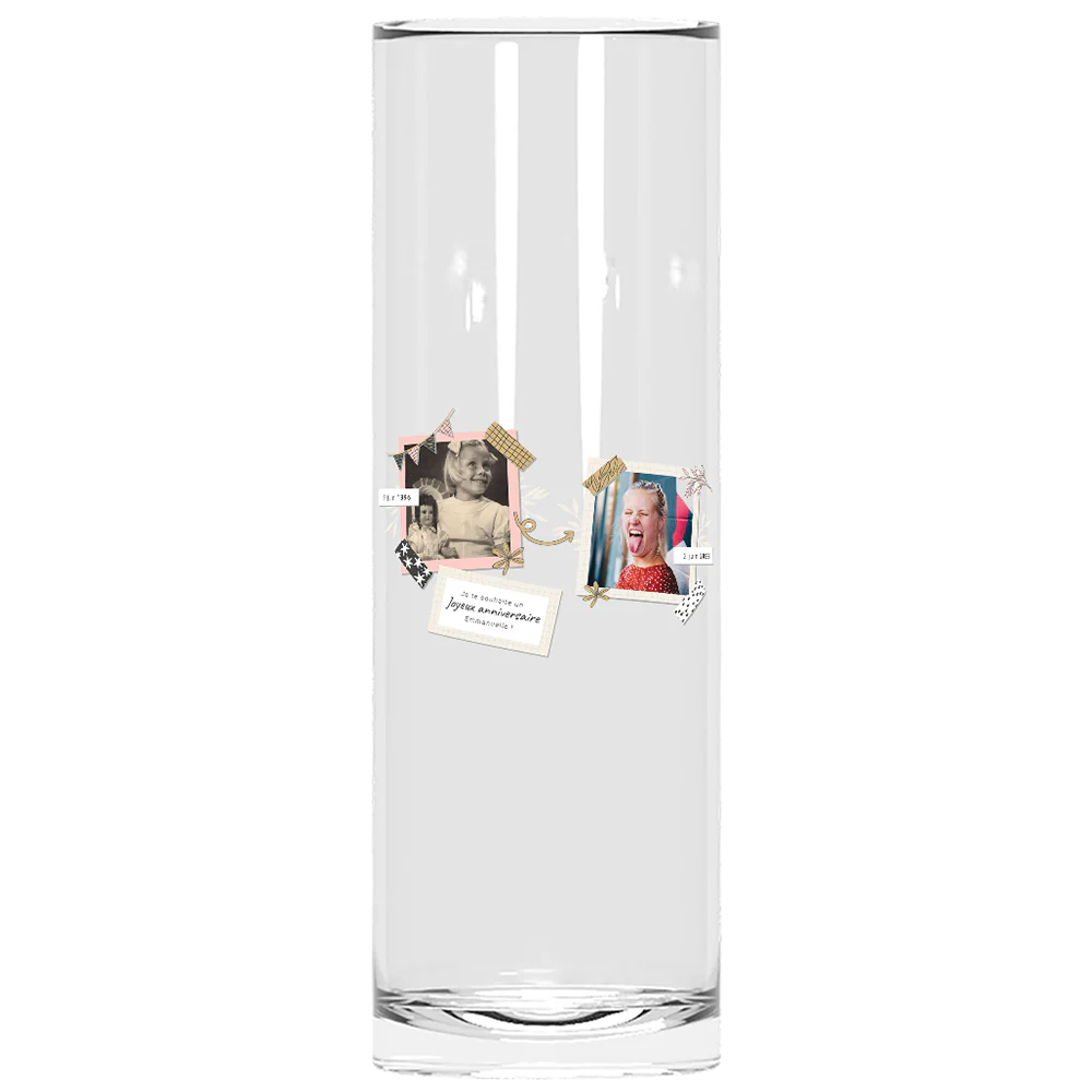 Verre à tube personnalisé - Anniversaire Deux Photos