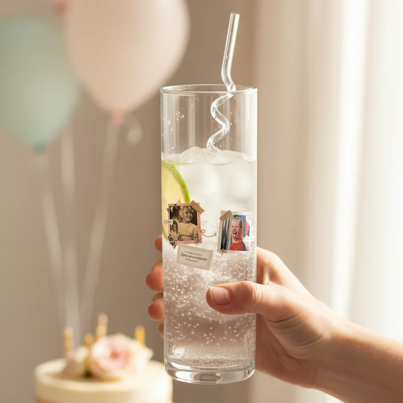 Verre à tube personnalisé - Anniversaire Deux Photos - Image 2