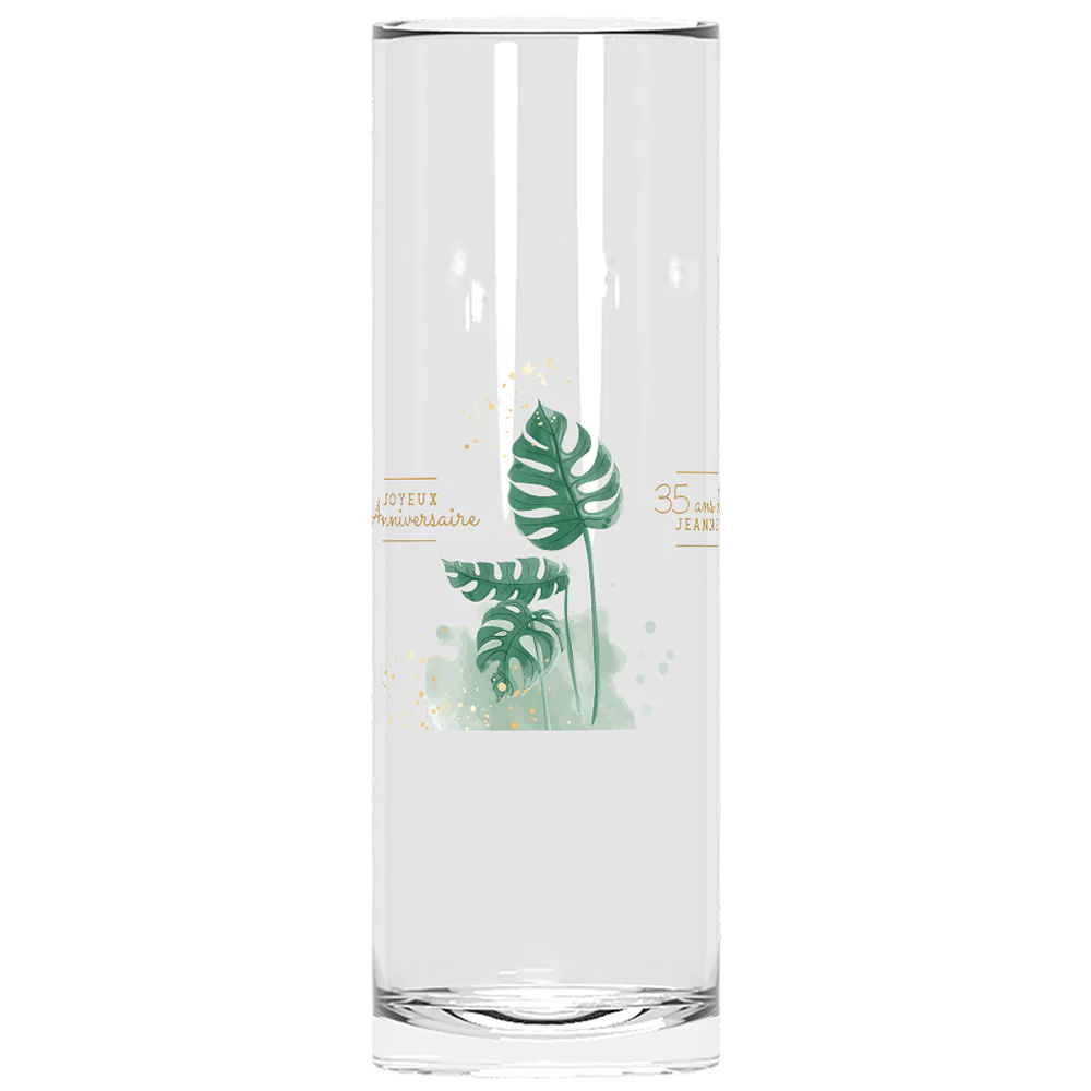 Verre à tube personnalisé - Anniversaire Monstera