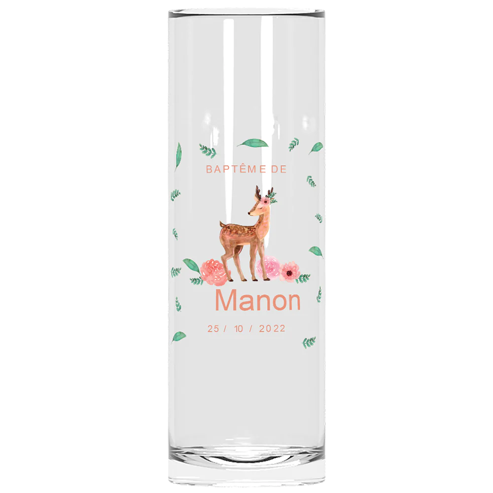Verre à tube personnalisé - Baptême Faon