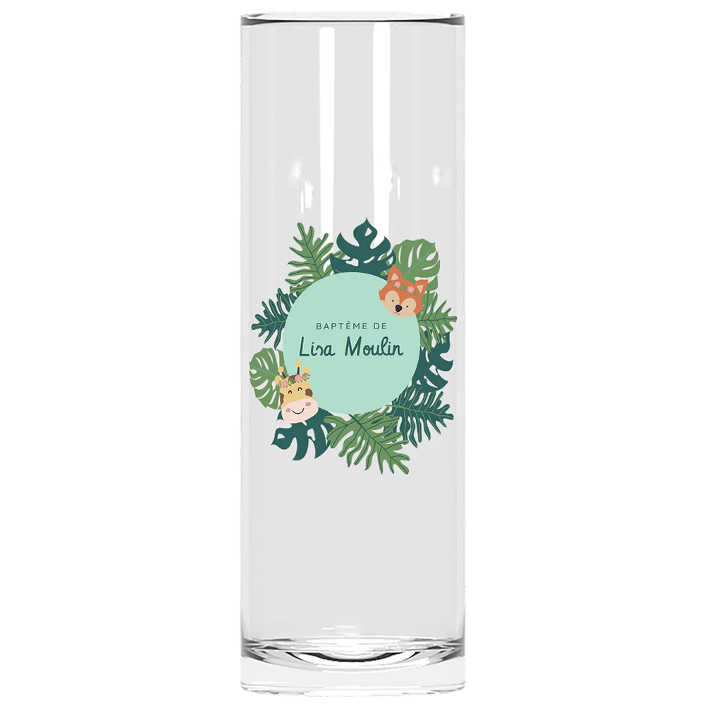 Verre à tube personnalisé - Baptême Tropical