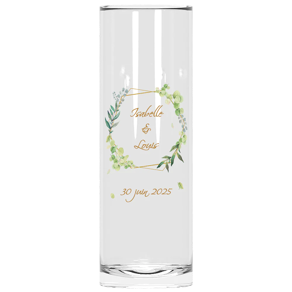 Verre à tube personnalisé - Mariage Encadrement Vert