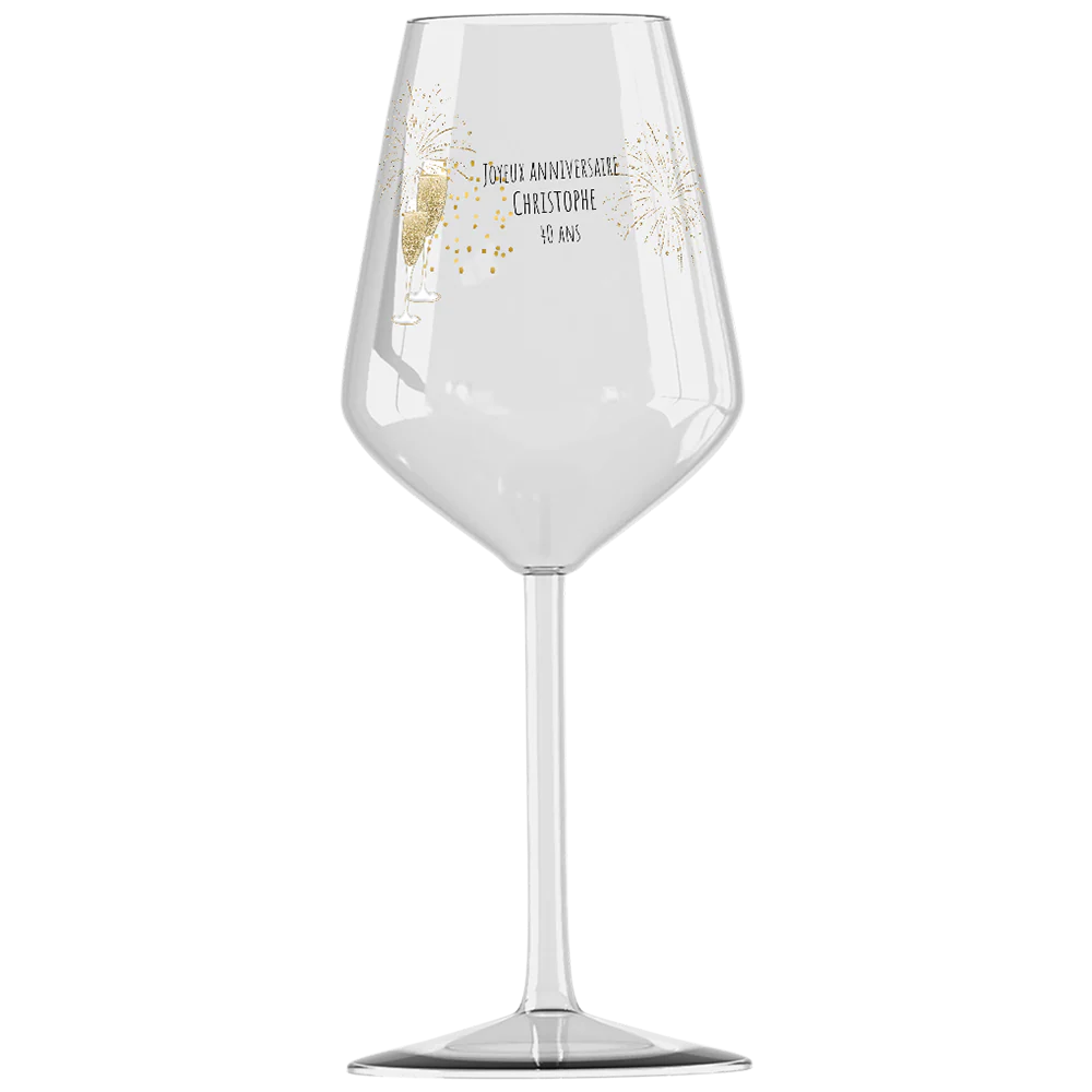 Verre à vin cabernet en verre personnalisé - Anniversaire Cheers