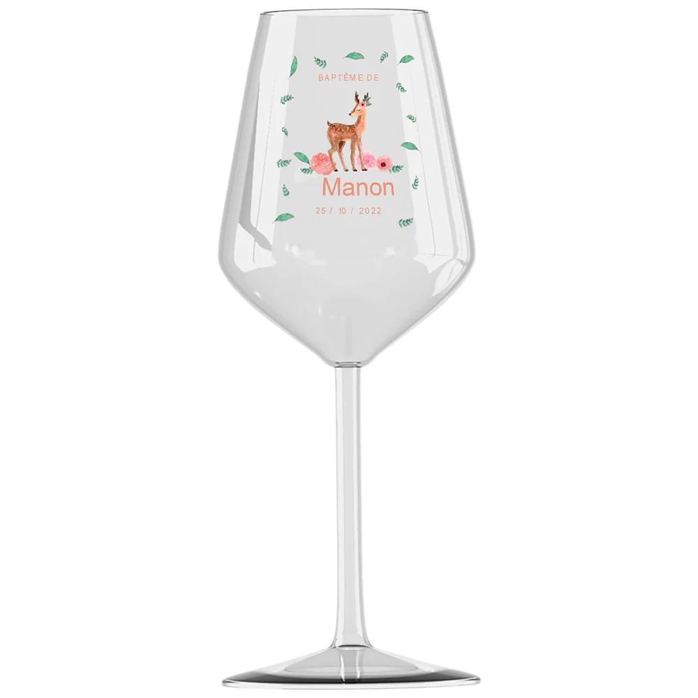 Verre à vin cabernet en verre personnalisé - Baptême Faon