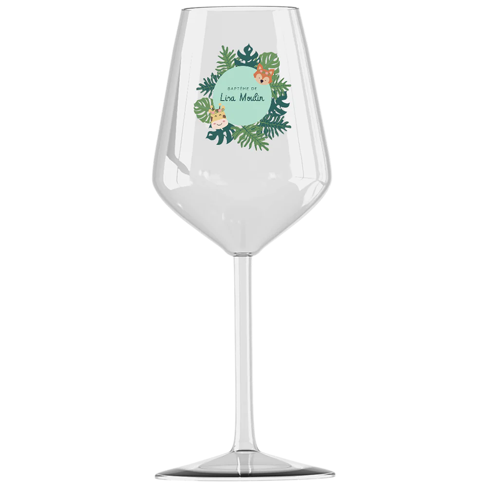 Verre à vin cabernet en verre personnalisé - Baptême Tropical