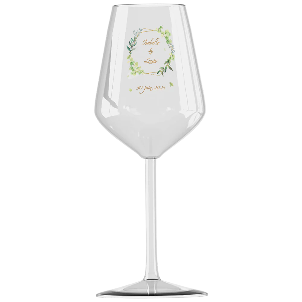 Verre à vin cabernet en verre personnalisé - Mariage Encadrement Vert