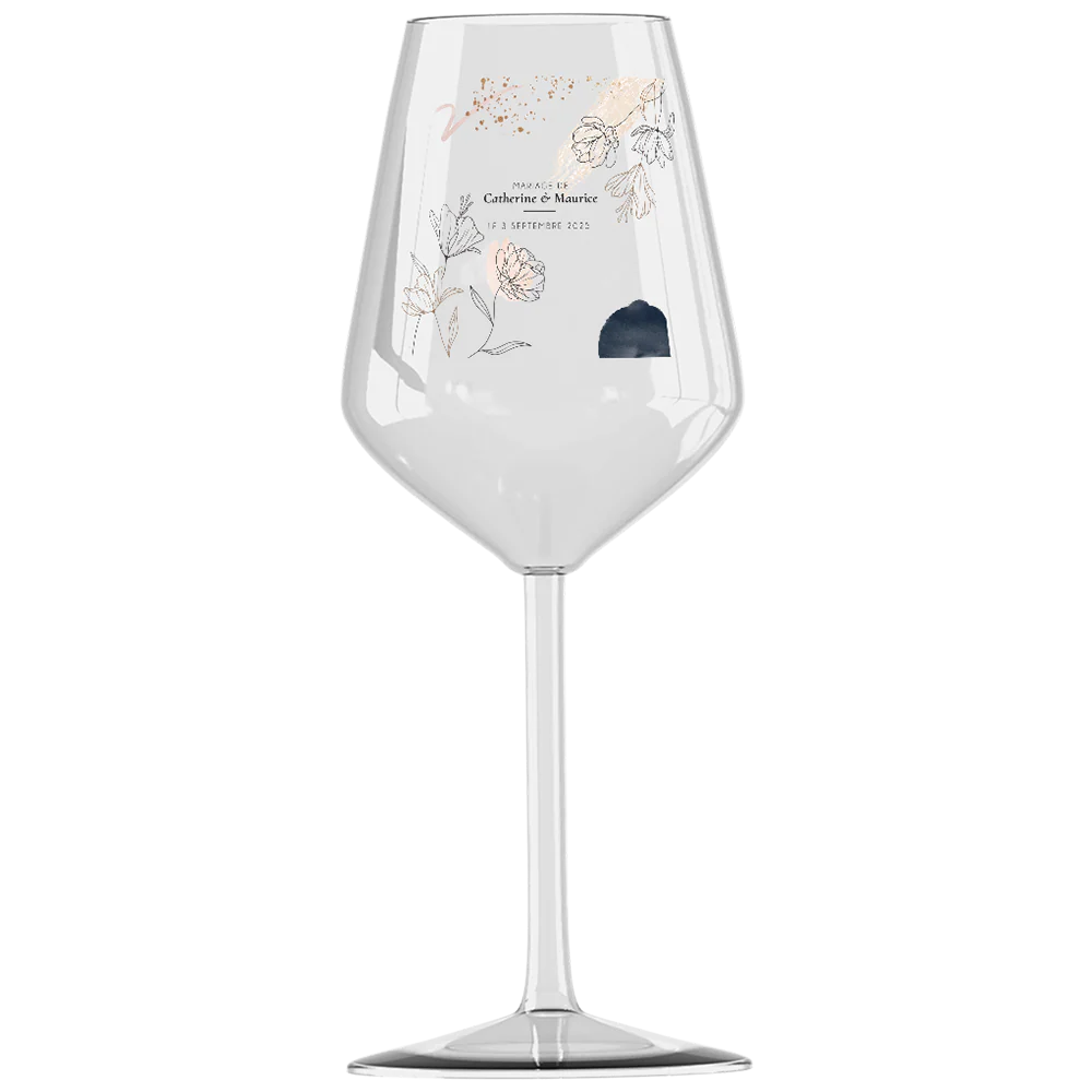 Verre à vin cabernet en verre personnalisé - Mariage Moderne Champêtre