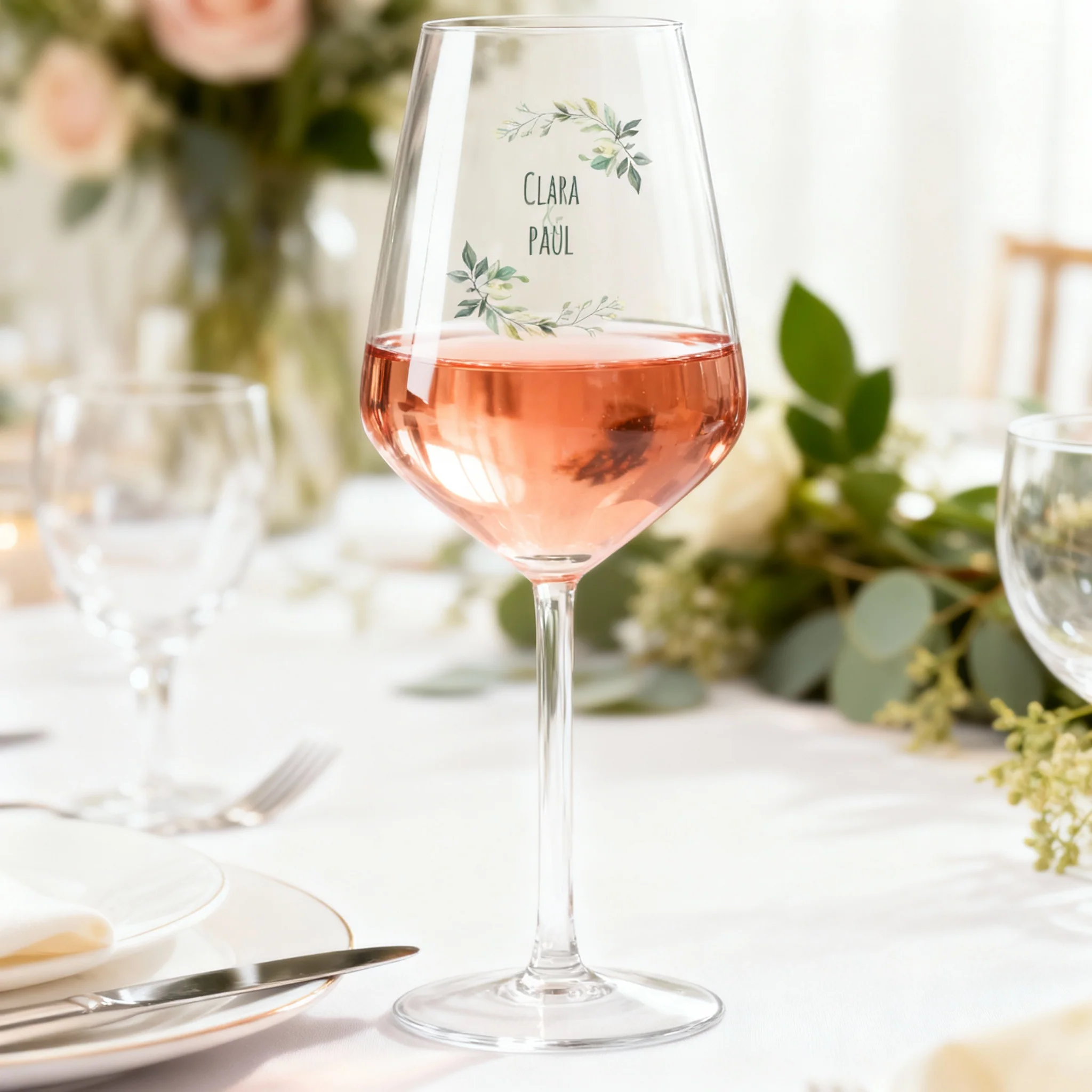 Verre à vin cabernet en verre personnalisé - Mariage Paix - Image 2