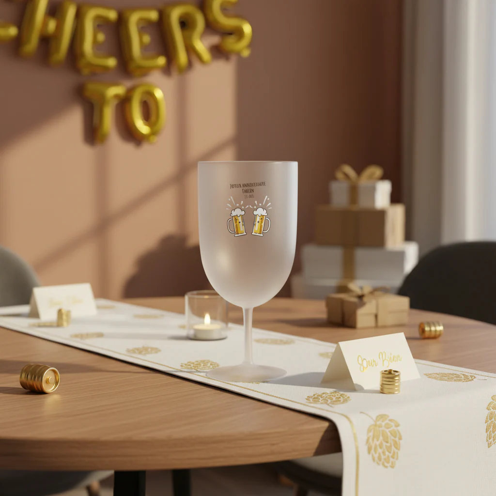Verre à vin personnalisé en plastique - Anniversaire Bières - Image 2