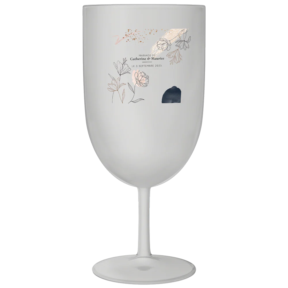 Verre à vin personnalisé en plastique - Mariage Moderne Champêtre