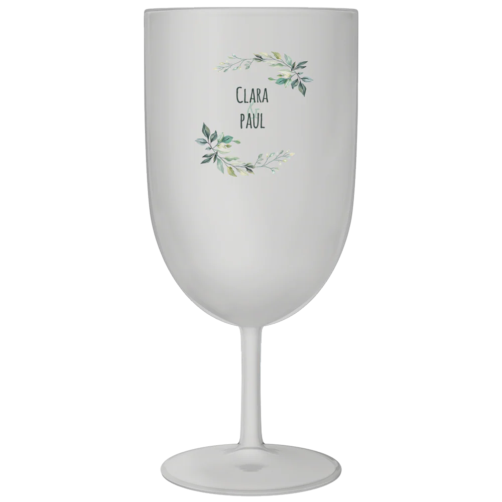 Verre à vin personnalisé en plastique - Mariage Paix