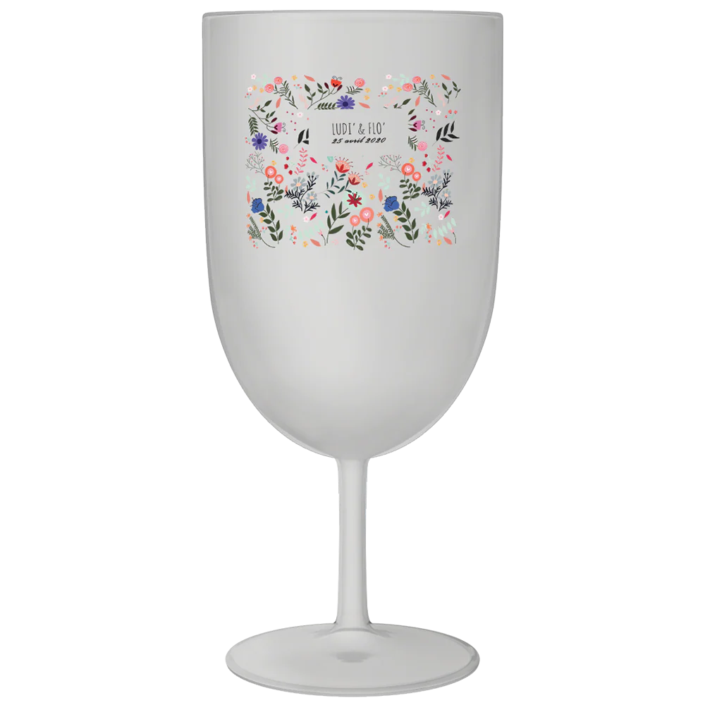 Verre à vin personnalisé en plastique - Mariage Printemps