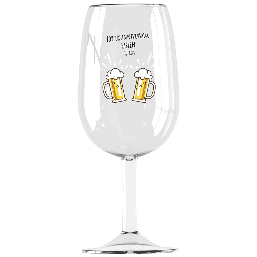 Verre à vin Syrah personnalisé incassable - Anniversaire Bières