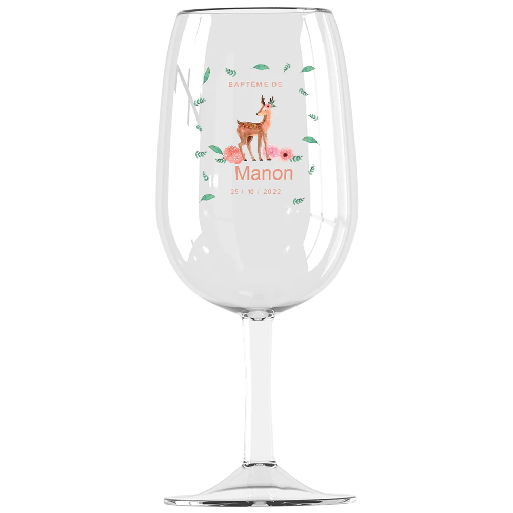 Verre Ă vin Syrah personnalisĂ© incassable - BaptĂȘme Faon