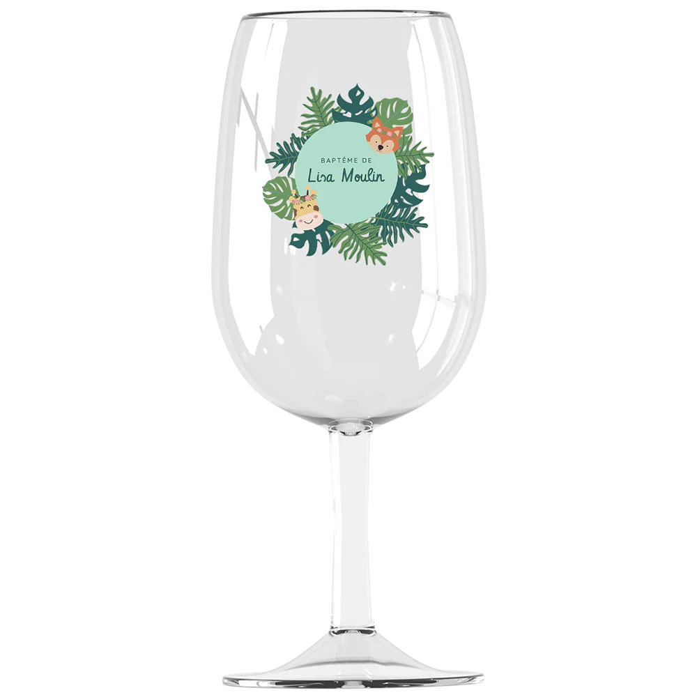 Verre à vin Syrah personnalisé incassable - Baptême Tropical