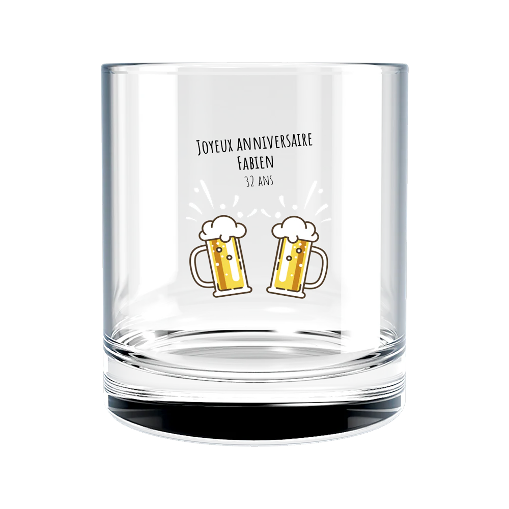 Verre à whisky personnalisé en verre - Anniversaire Bières