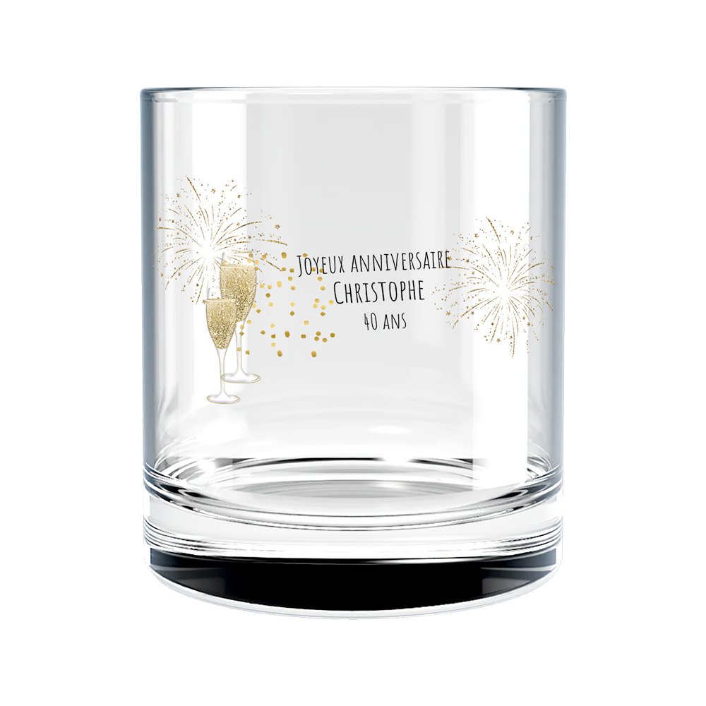 Verre à whisky personnalisé en verre - Anniversaire Cheers