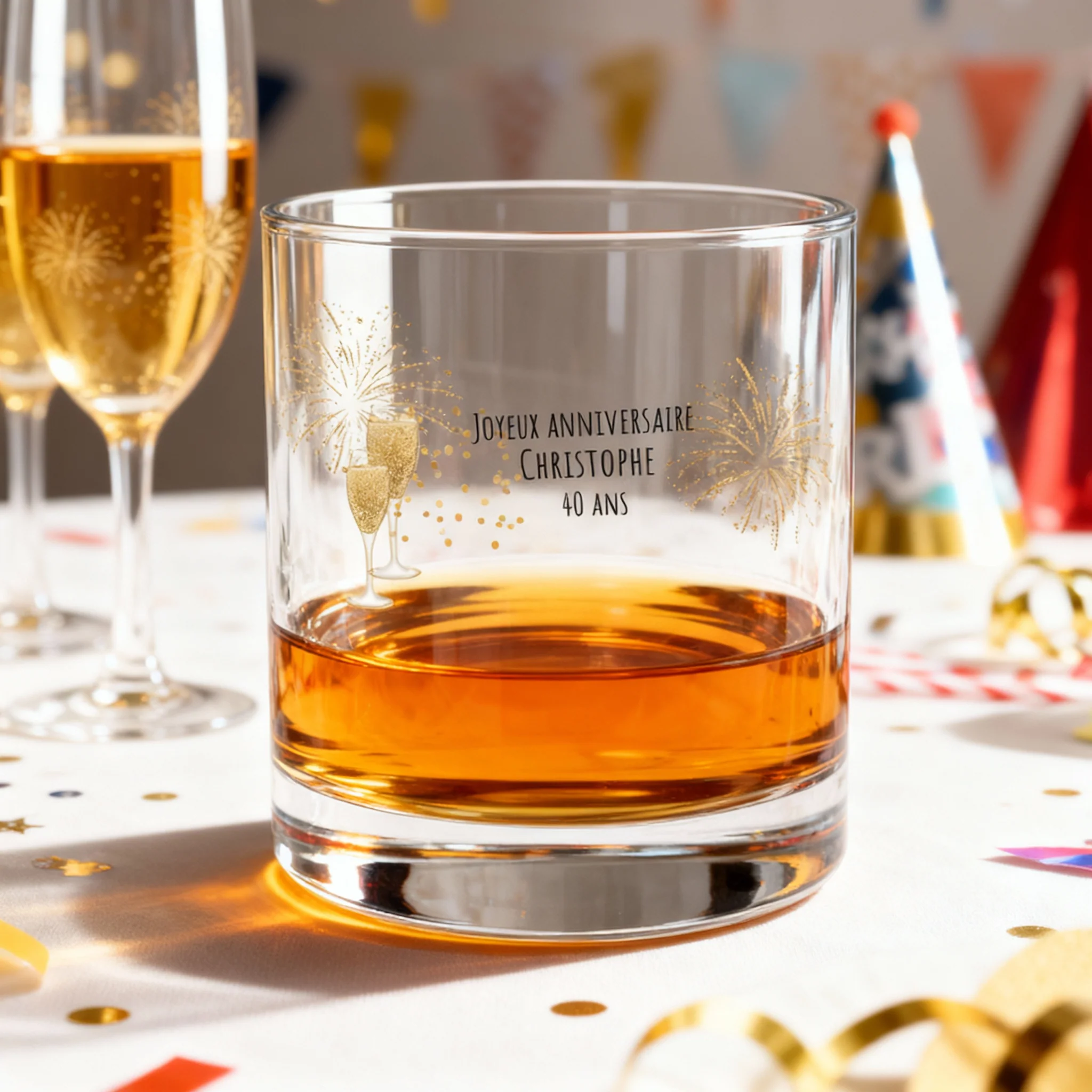 Verre à whisky personnalisé en verre - Anniversaire Cheers - Image 2
