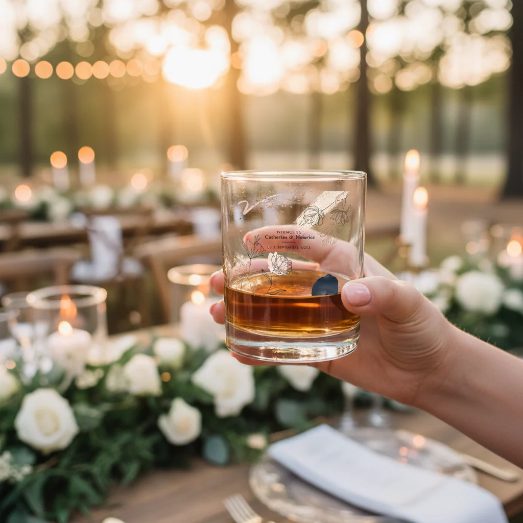 Verre à whisky personnalisé en verre - Mariage Moderne Champêtre - Image 2