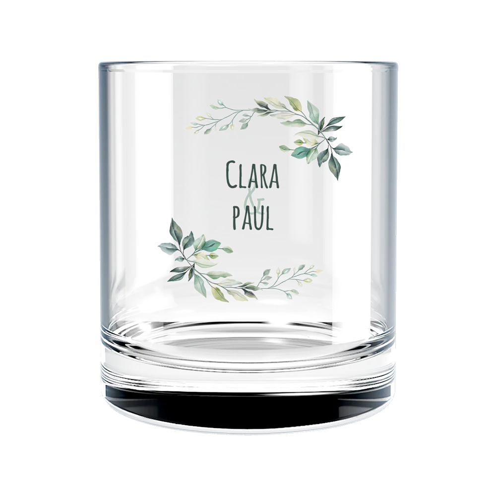 Verre à whisky personnalisé en verre - Mariage Paix