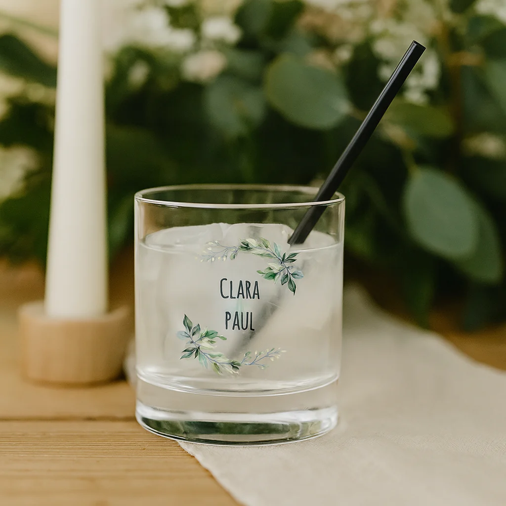 Verre à whisky personnalisé en verre - Mariage Paix - Image 2