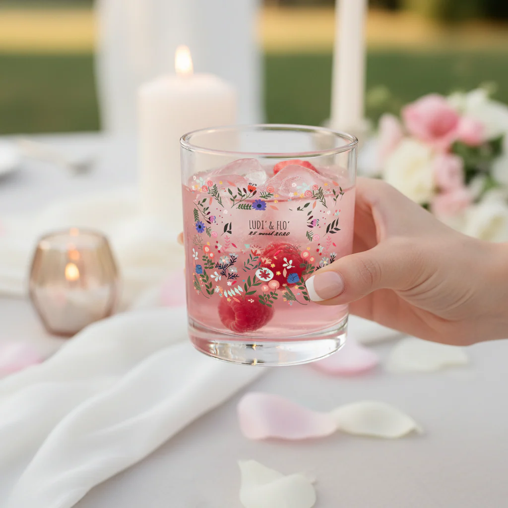 Verre à whisky personnalisé en verre - Mariage Printemps - Image 2