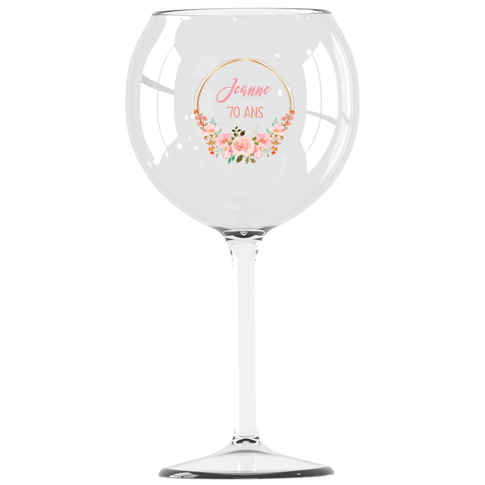 Verre piscine personnalisé - Anniversaire Couronne Fleurs